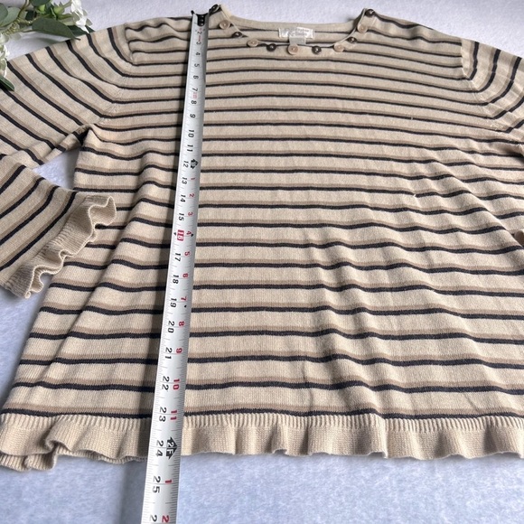 Women’s Sz XL Beige Striped Crew Neck Sweater Long Sleeve - Picture 5 of 10